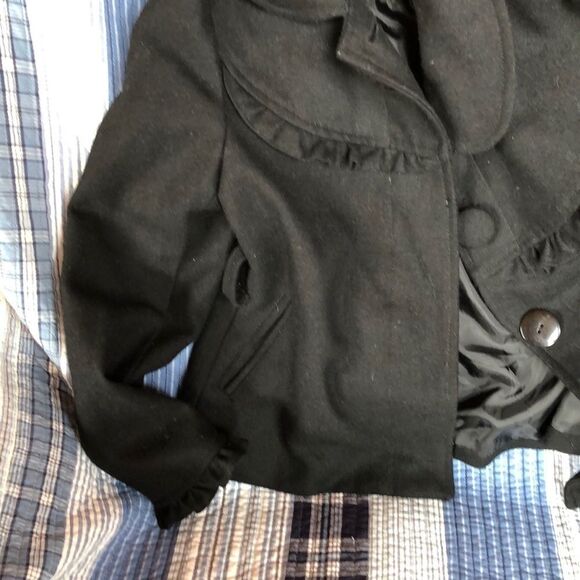 BIG Girls size Small black Me Jane wool pea coat - Picture 3 of 7